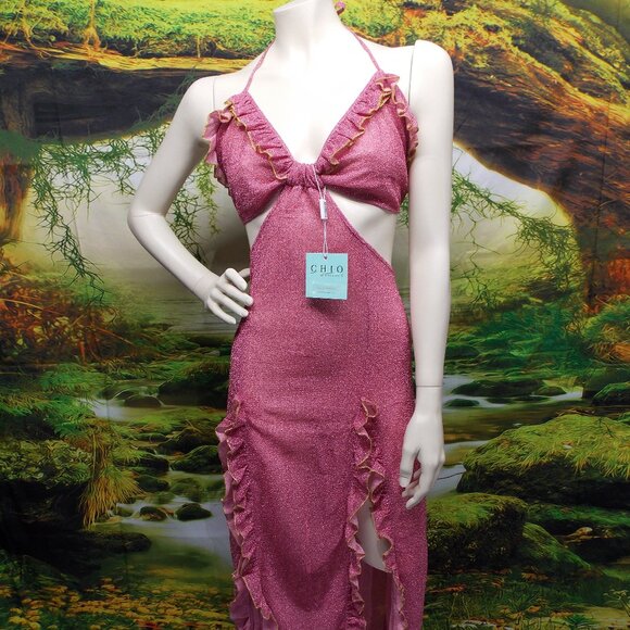 Chio De Stefania D Metallic Ruffle Dress - Picture 1 of 6